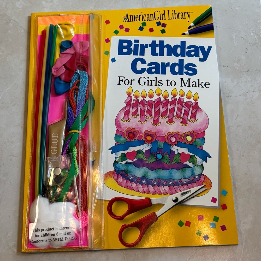 AMERICAN GIRL BIRTHDAY CARDS FOR GIRLS TO MAKE BOOK & DECORATING KIT VTG 1995 - Picture 2 of 6